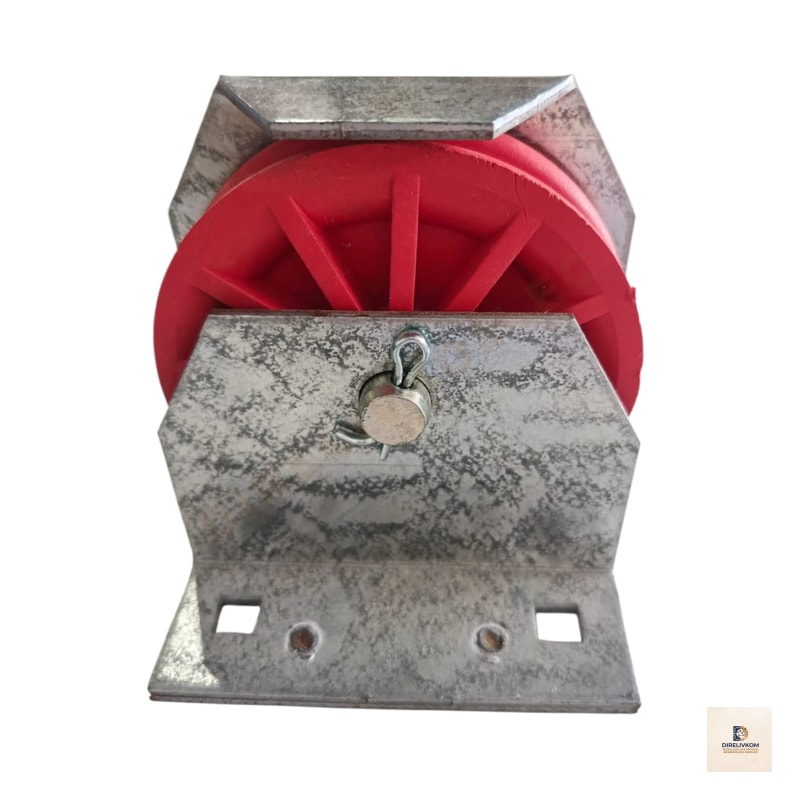 Polea Roja 90 mm con Base de Fijación
