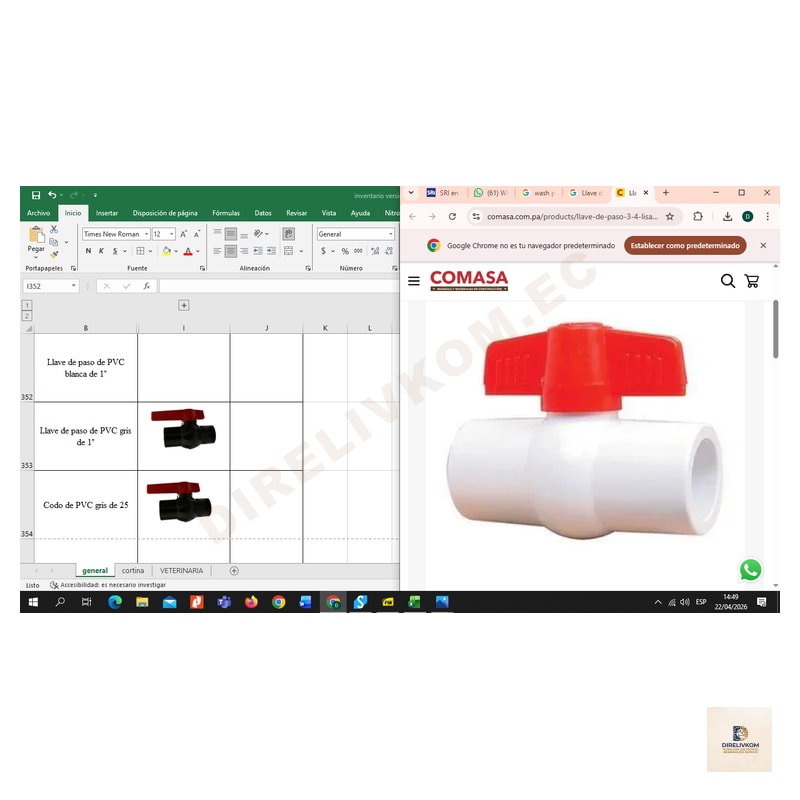 Llave de paso de PVC blanca de 1 1/4